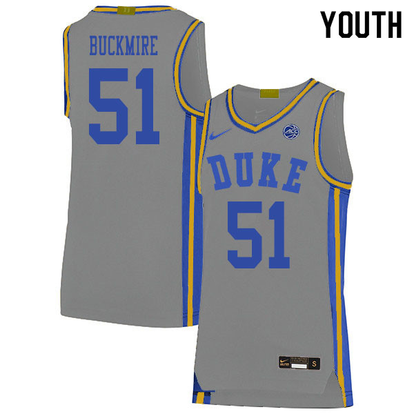 2020 Youth #51 Mike Buckmire Duke Blue Devils College Basketball Jerseys Sale-Gray